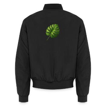 Monstera Blatt Tropischer Grünschimmer - Unisex Bomberjacke - Schwarz - Hinten - AI Model Male 185 light (185cm)