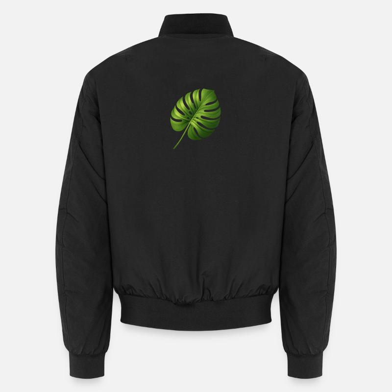 Monstera Leaf Tropical Green Shimmer Unisex Bomber Jacket