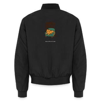 Paws & Relax Cat Sofa Design - Unisex Bomber Jacket - black - Back - AI Model Male 185 light (185cm)