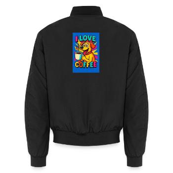 Dessin animé J’adore le chien au café - Bomber unisexe - noir - Dos - AI Model Male 185 light (185cm)