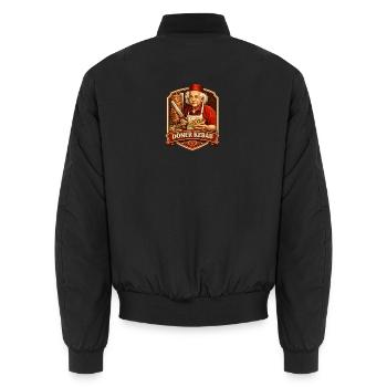 Caricature rétro de Doner Kebab Master - Bomber unisexe - noir - Dos - AI Model Male 185 light (185cm)