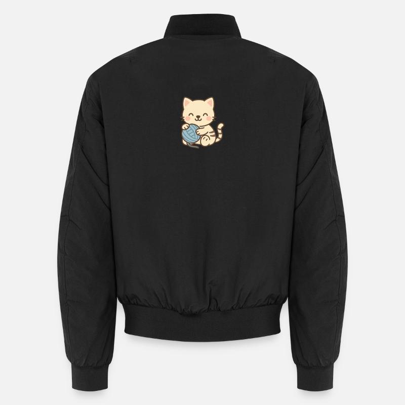 Süßes Kätzchen mit blauem Knäuel Unisex Bomberjacke