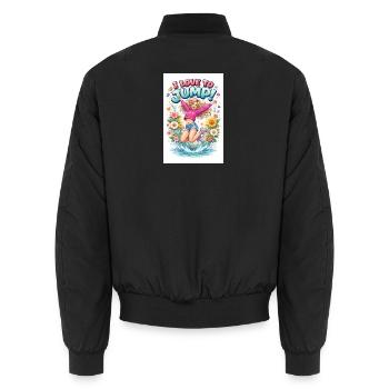 Ich liebe es, florale Freude zu springen - Unisex Bomberjacke - Schwarz - Hinten - AI Model Male 185 light (185cm)
