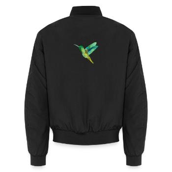 Imprimé nordique - Kolibri - Vert - Bomber unisexe - noir - Dos - AI Model Male 185 light (185cm)