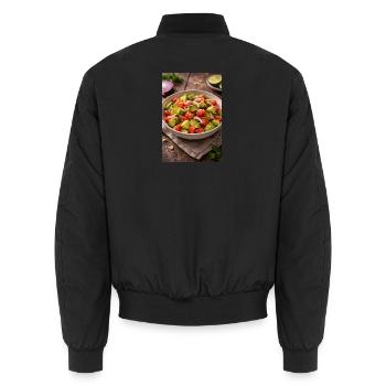 Avocado Tomato Salad - Unisex Bomber Jacket - black - Back - AI Model Male 185 light (185cm)