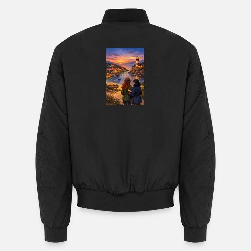 Breeze at Poppy Cove Lighthouse Unisex Bomber Jacket