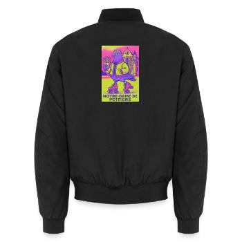 Neon_Pigeon_Roller-Skater - Unisex Bomberjacke - Schwarz - Hinten - AI Model Male 185 light (185cm)