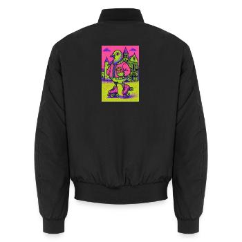 Neon_Pigeon_Roller-skater_2 - Unisex Bomberjacke - Schwarz - Hinten - AI Model Male 185 light (185cm)