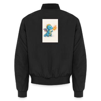 Blauer Drachenfunke Atemfeuer - Unisex Bomberjacke - Schwarz - Hinten - AI Model Male 185 light (185cm)