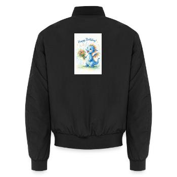 Dragon bleu avec bouquet de fleurs - Bomber unisexe - noir - Dos - AI Model Male 185 light (185cm)