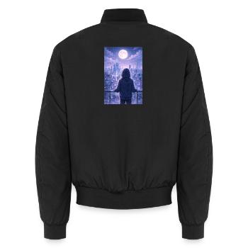 Horizon nocturne néon hoodie - Bomber unisexe - noir - Dos - AI Model Male 185 light (185cm)