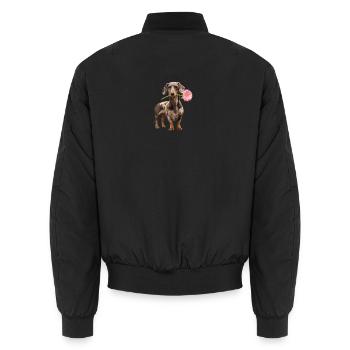 Teckel avec une fleur – L’amour de la fleur - Bomber unisexe - noir - Dos - AI Model Male 185 light (185cm)