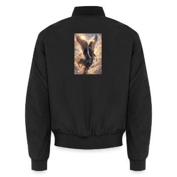 Wächterengel mit Kreuz - Unisex Bomberjacke - Schwarz - Hinten - AI Model Male 185 light (185cm)