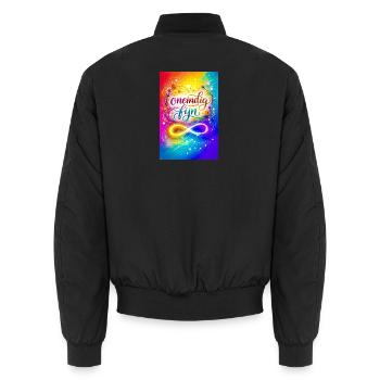 Unendlich feines farbenfrohes Design - Unisex Bomberjacke - Schwarz - Hinten - AI Model Male 185 light (185cm)