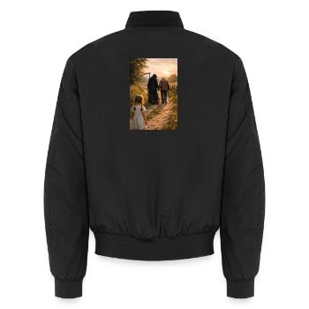 Last hike - Unisex Bomber Jacket - black - Back - AI Model Male 185 light (185cm)