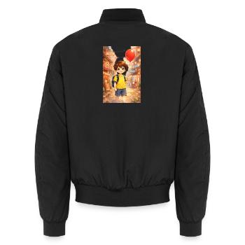 Rêveur enfantin au ballon rouge - Bomber unisexe - noir - Dos - AI Model Male 185 light (185cm)