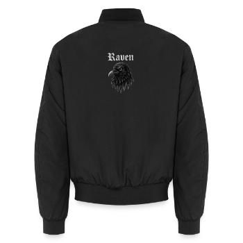 Raven Gothic Head Illustration Gift Idea Style - Unisex Bomber Jacket - black - Back - AI Model Male 185 light (185cm)