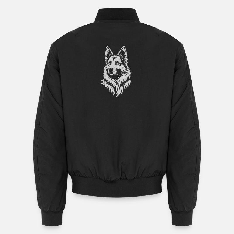 Schäferhund Kopf im Vektor Tattoo Stil Unisex Bomberjacke