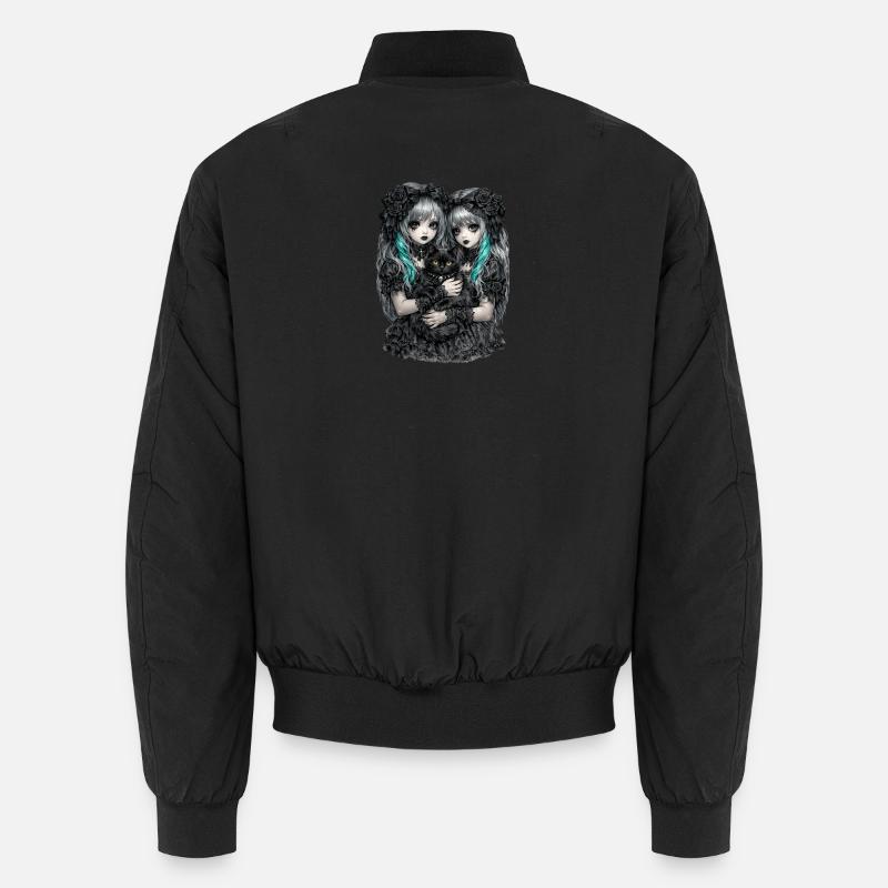 Gothic Zwillinge und schwarze Katze Unisex Bomberjacke