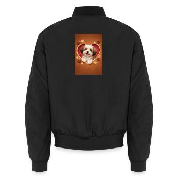 Herzpfoten Welpe Design - Unisex Bomberjacke - Schwarz - Hinten - AI Model Male 185 light (185cm)