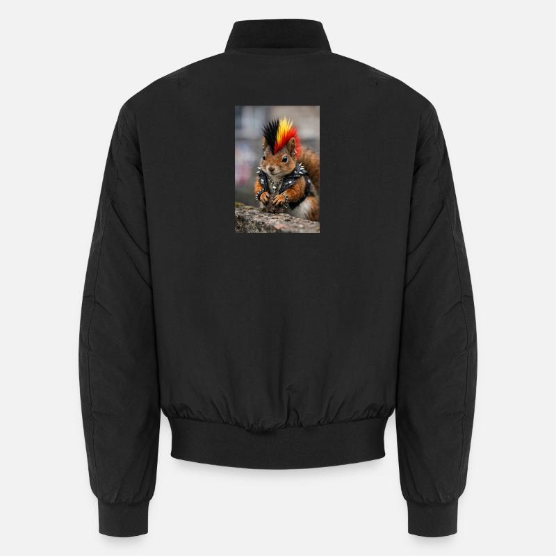 Punk Squirrel with Leather Vest Unisex Bomber Jacket
