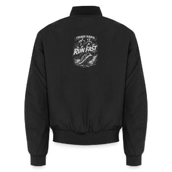 Train Hard Run Fast – Conception de la puissance - Bomber unisexe - noir - Dos - AI Model Male 185 light (185cm)