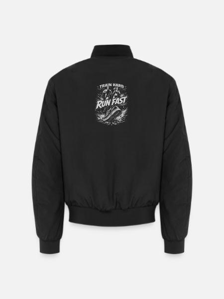 Train Hard Run Fast – Power Laufdesign - Unisex Bomberjacke - Schwarz