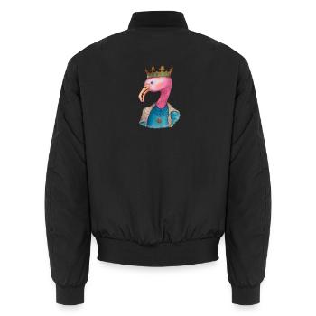 Kronen Flamingo Portrait - Unisex Bomberjacke - Schwarz - Hinten - AI Model Male 185 light (185cm)