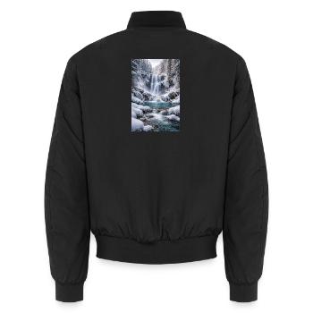 Cascade hivernale dans une forêt enneigée - Bomber unisexe - noir - Dos - AI Model Male 185 light (185cm)