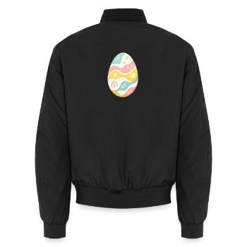 Pastel Easter Egg Pattern - Unisex Bomber Jacket - black - Back - AI Model Male 185 light (185cm)