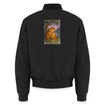 Tiger Love in the Evening Light - Unisex Bomber Jacket - black - Back - AI Model Male 185 light (185cm)