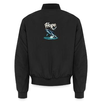 Hoffnung: Wal und Schwan Sprung, Hope - Unisex Bomberjacke - Schwarz - Hinten - AI Model Male 185 light (185cm)