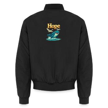 Hope by the Sea Whale - Unisex Bomber Jacket - black - Back - AI Model Male 185 light (185cm)