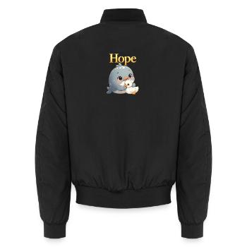 Hope cuddles: Whale and chick - Unisex Bomber Jacket - black - Back - AI Model Male 185 light (185cm)