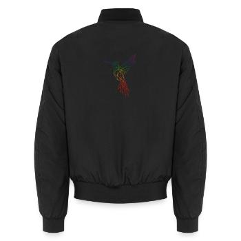 Regenbogen-Origami-Kolibri - Unisex Bomberjacke - Schwarz - Hinten - AI Model Male 185 light (185cm)