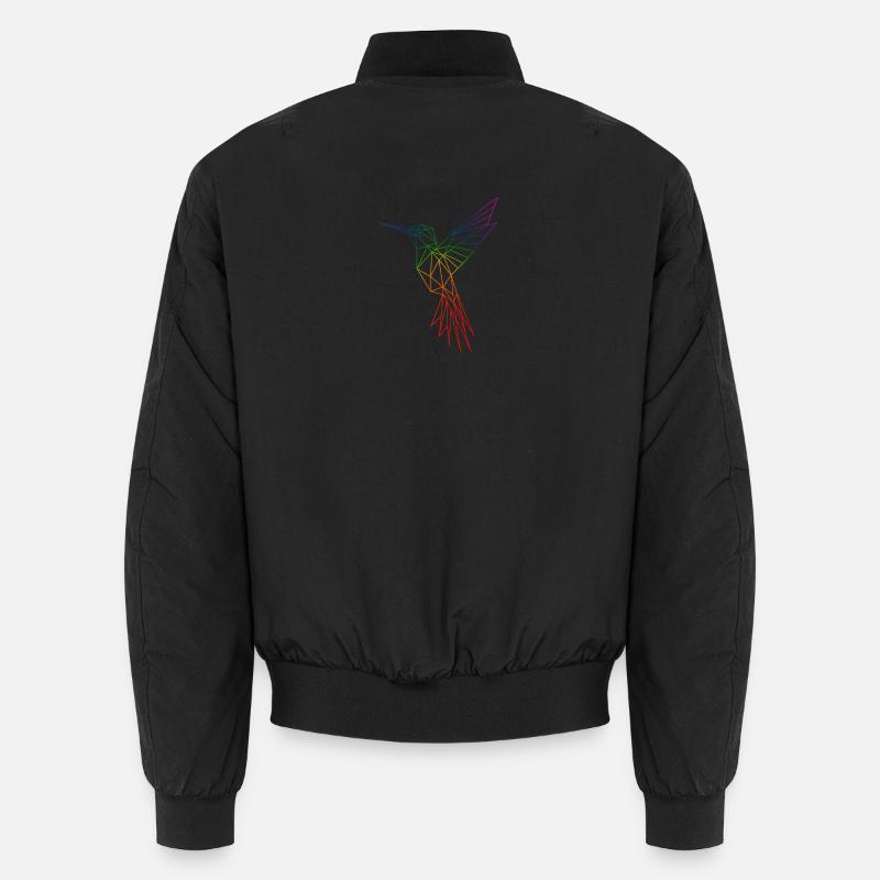 Rainbow Origami Hummingbird Unisex Bomber Jacket
