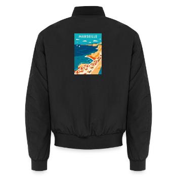 Marseille Côte Azur Plage - Bomber unisexe - noir - Dos - AI Model Male 185 light (185cm)