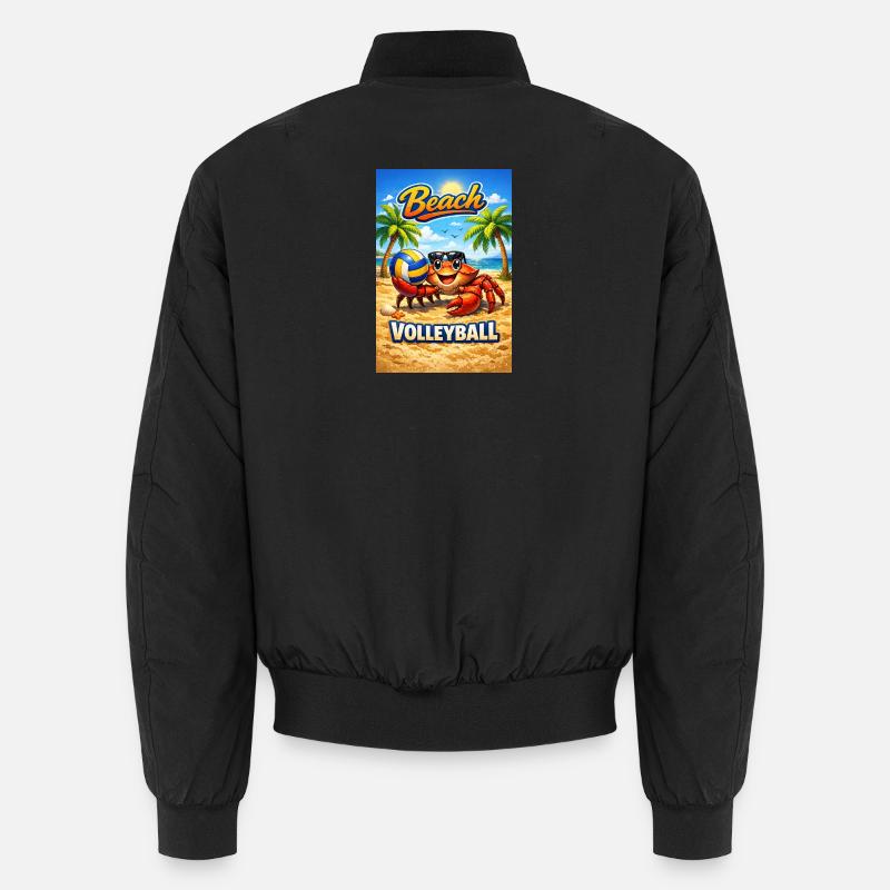 Beach Crab Volleyball Summer Design - Unisex Bomber Jacket - black