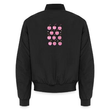 Cerises Kawaii en rose - Bomber unisexe - noir - Dos - AI Model Male 185 light (185cm)