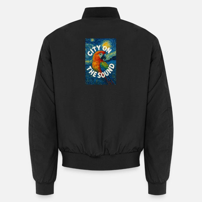 Vibrant_Macaw_Amidst_Swirling_Post-Impressionis - Bomber unisexe - noir