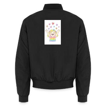 La fille joyeuse saupoudre des cœurs - Bomber unisexe - noir - Dos - AI Model Male 185 light (185cm)