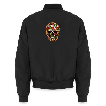 Crâne avec motif de sapin. 2 . IA générée - Bomber unisexe - noir - Dos - AI Model Male 185 light (185cm)