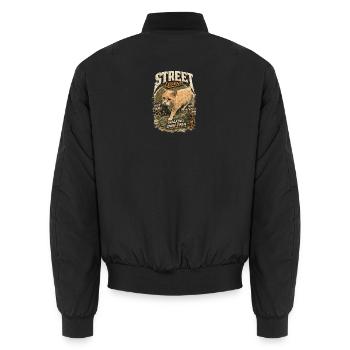 Straßenlegende Katze Eigenweg - Unisex Bomberjacke - Schwarz - Hinten - AI Model Male 185 light (185cm)