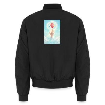 Herzballon im Himmel - Unisex Bomberjacke - Schwarz - Hinten - AI Model Male 185 light (185cm)