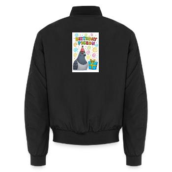 Birthday Dove with Gift - Unisex Bomber Jacket - black - Back - AI Model Male 185 light (185cm)