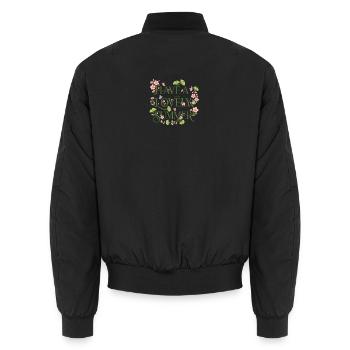 Summer Flower Wishes - Unisex Bomber Jacket - black - Back - AI Model Male 185 light (185cm)
