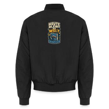 Heute bleibt die Welt draußen - Unisex Bomberjacke - Schwarz - Hinten - AI Model Male 185 light (185cm)