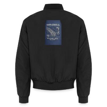 Railway Technology Blueprint Precision - Unisex Bomber Jacket - black - Back - AI Model Male 185 light (185cm)