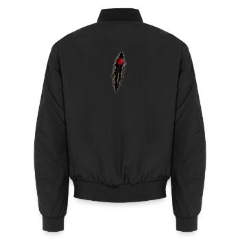 Dart im Riss: Zielpunkt im Dunkel - Unisex Bomberjacke - Schwarz - Hinten - AI Model Male 185 light (185cm)