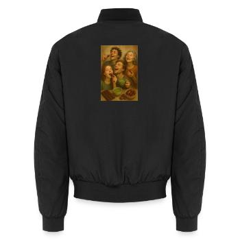 Gourmet round: Family shares cocoa chocolate - Unisex Bomber Jacket - black - Back - AI Model Male 185 light (185cm)